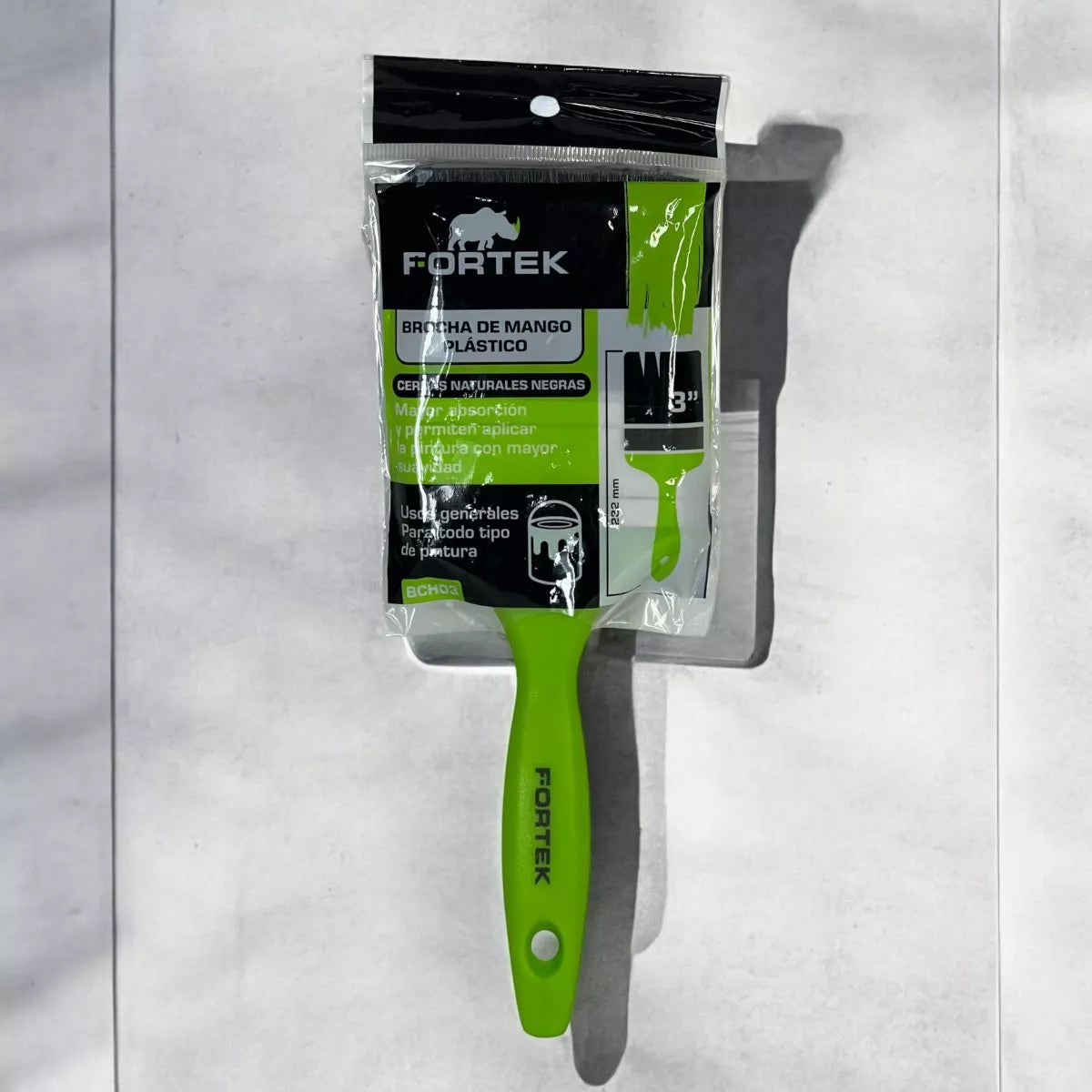 Brocha 3" Mango Plastico Verde Fortek