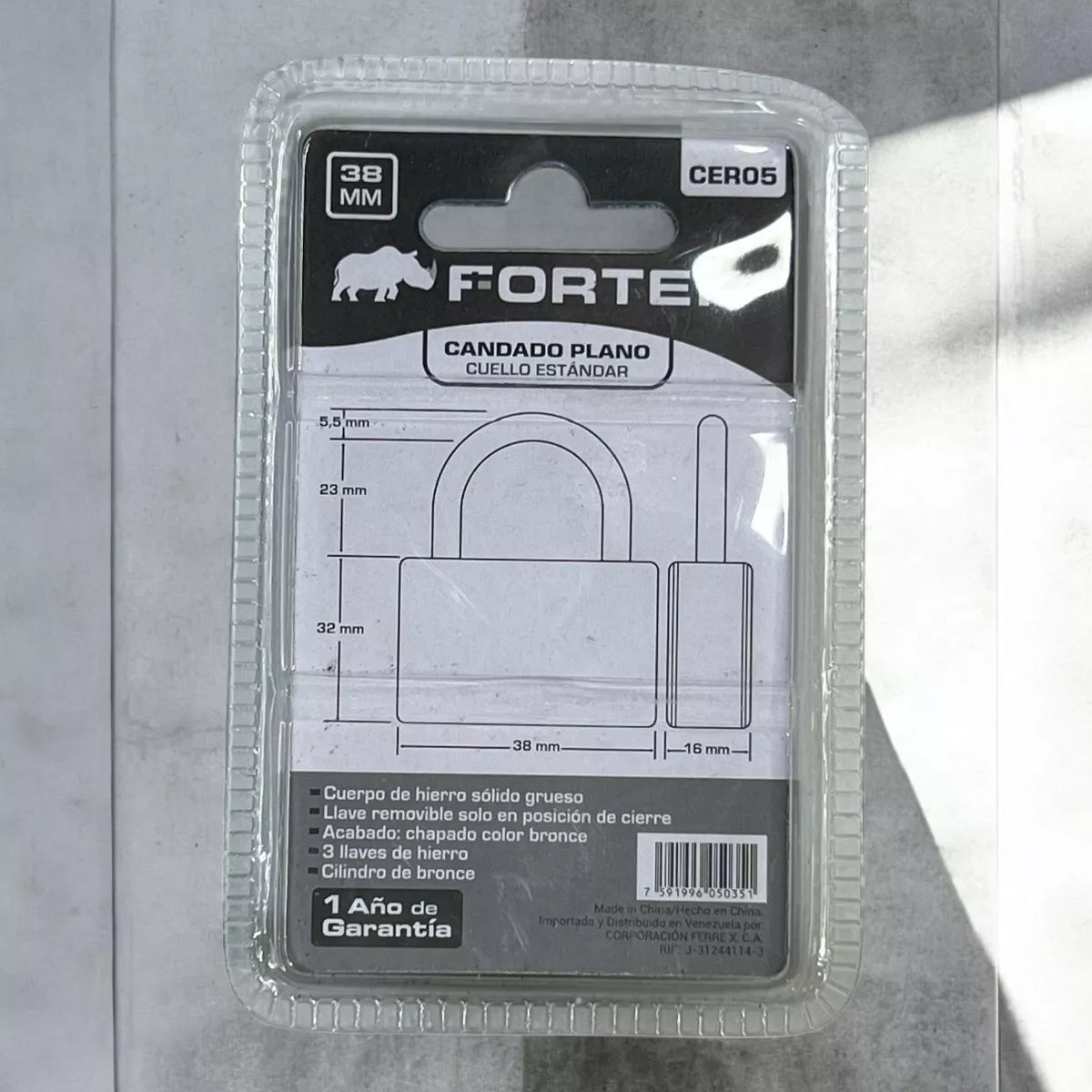 CANDADO DE HIERRO 38MM FORTEK