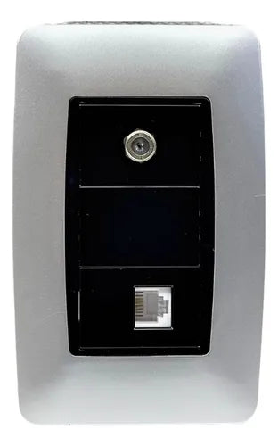 Toma Coaxial Y Telefónica Moderna Gris  Lumistar