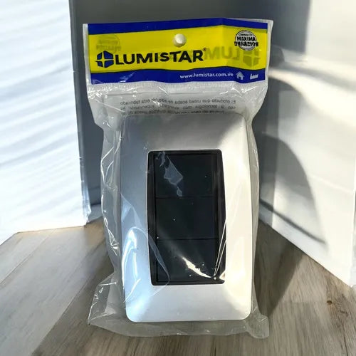 Interruptor Triple Moderna 3way Plata Lumistar - GASKA