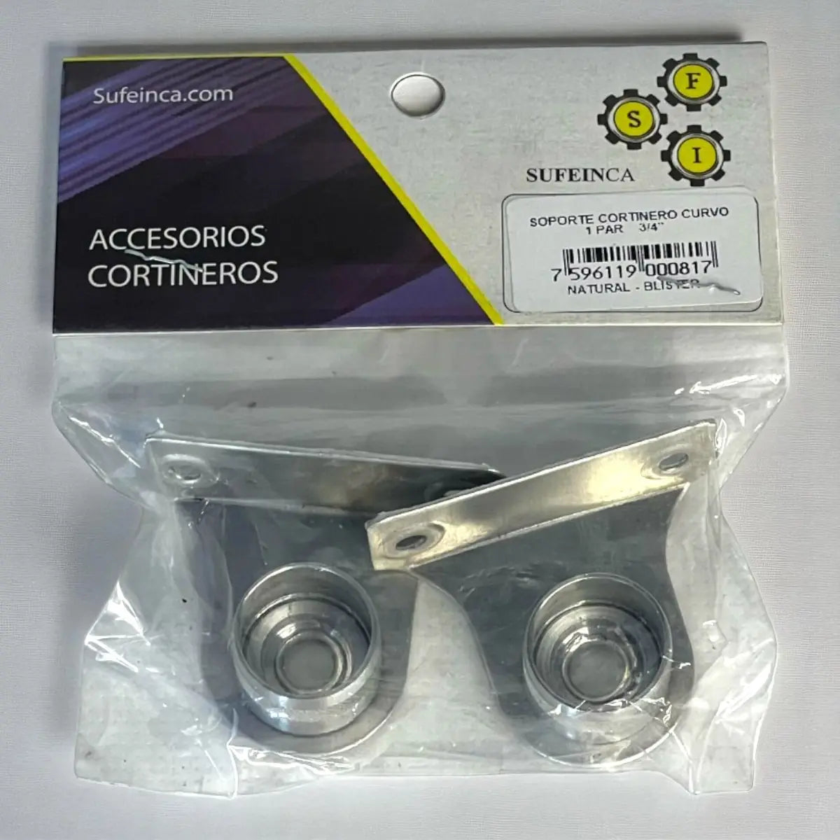 Soporte Cortinero 3/4" Recto (PAR) Aluminio Sufein - GASKA