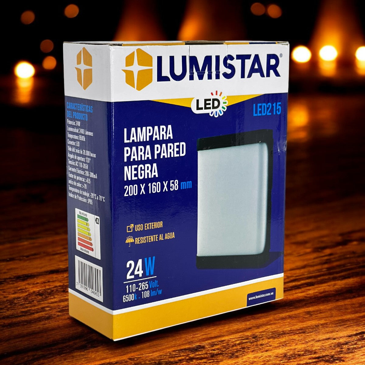 Vapoleta Led Cuadrada Decorativa Negra 4lineas 24W 85-265V 6500K IP54 Lumistar