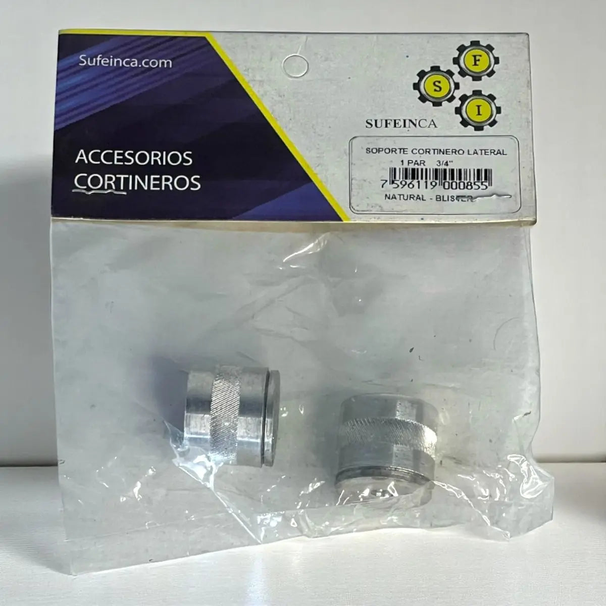 Soporte Cortinero 3/4" Lateral (PAR) Aluminio Sufein - GASKA