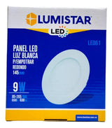 Panel Led Redondo Plano Lumistar 9w Para Empotrar