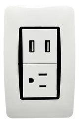 Toma Con Puerto Usb Moderna Blanco Lumistar - GASKA