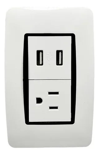 Toma Con Puerto Usb Moderna Blanco Lumistar - GASKA