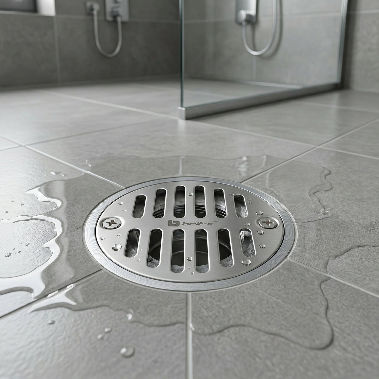 Rejilla Centro Piso Standard Con Cuello Cromada Wadfow
