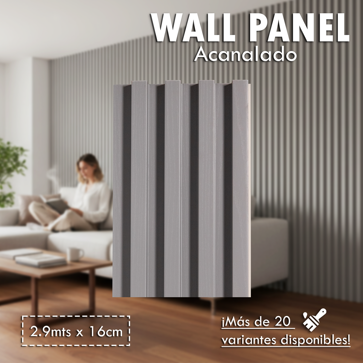 Wall Panel Acanalado Pvc 16cm X 2.9m Wpc