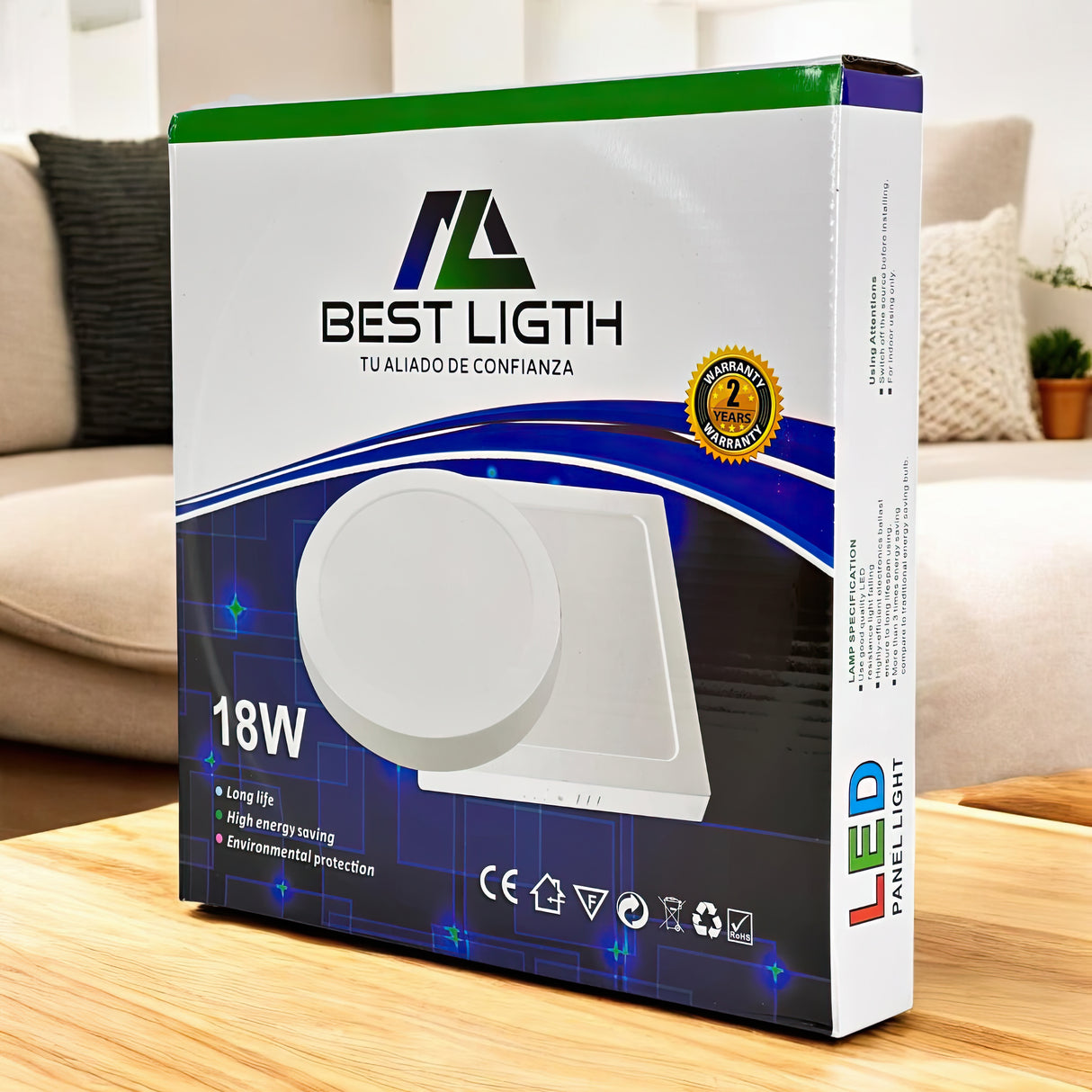 Panel Led Cuadrado Superficial 18W 110-265V Best Ligth