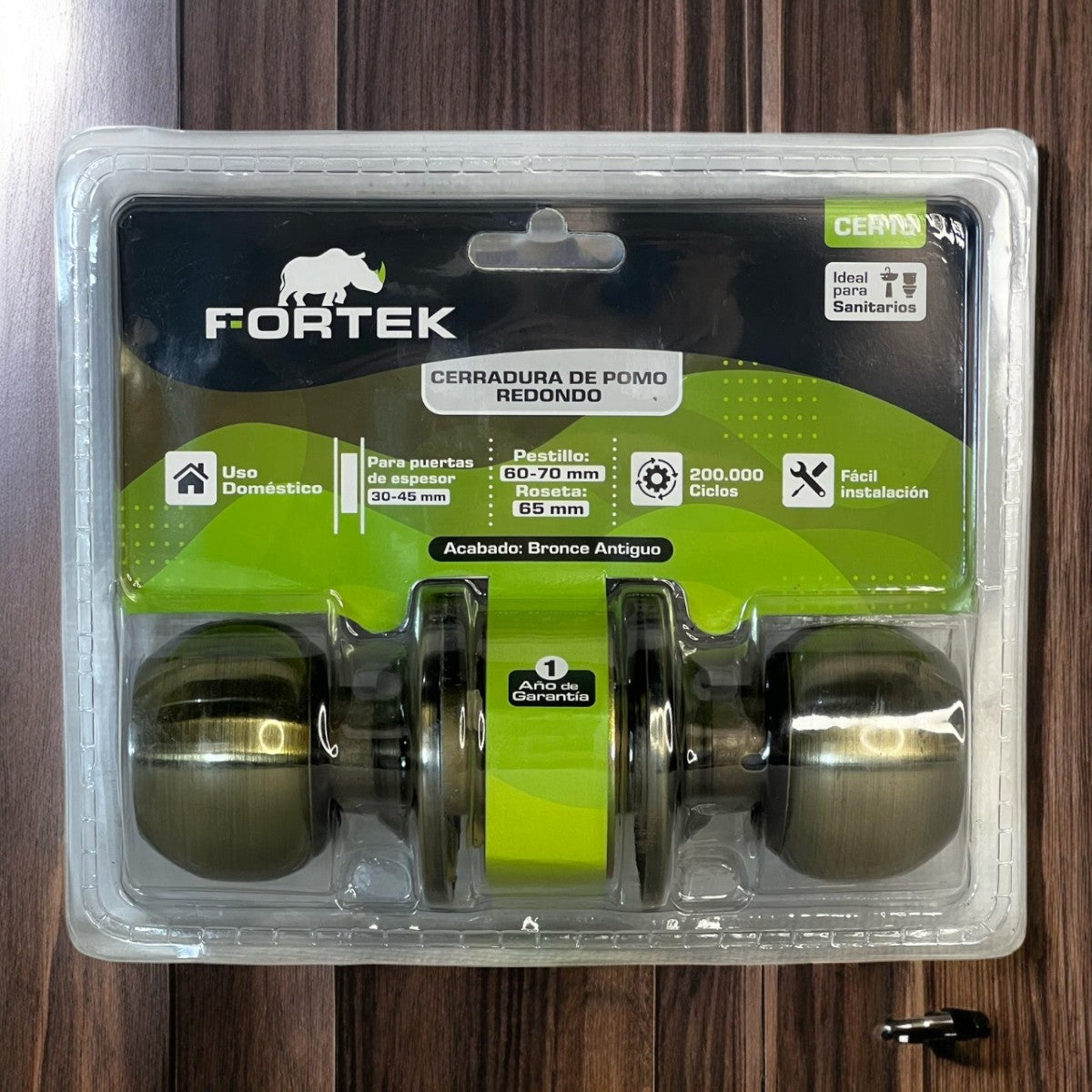 CERRADURA DE POMO REDONDO BAÑO BRONCE ANTIGUO FORTEK