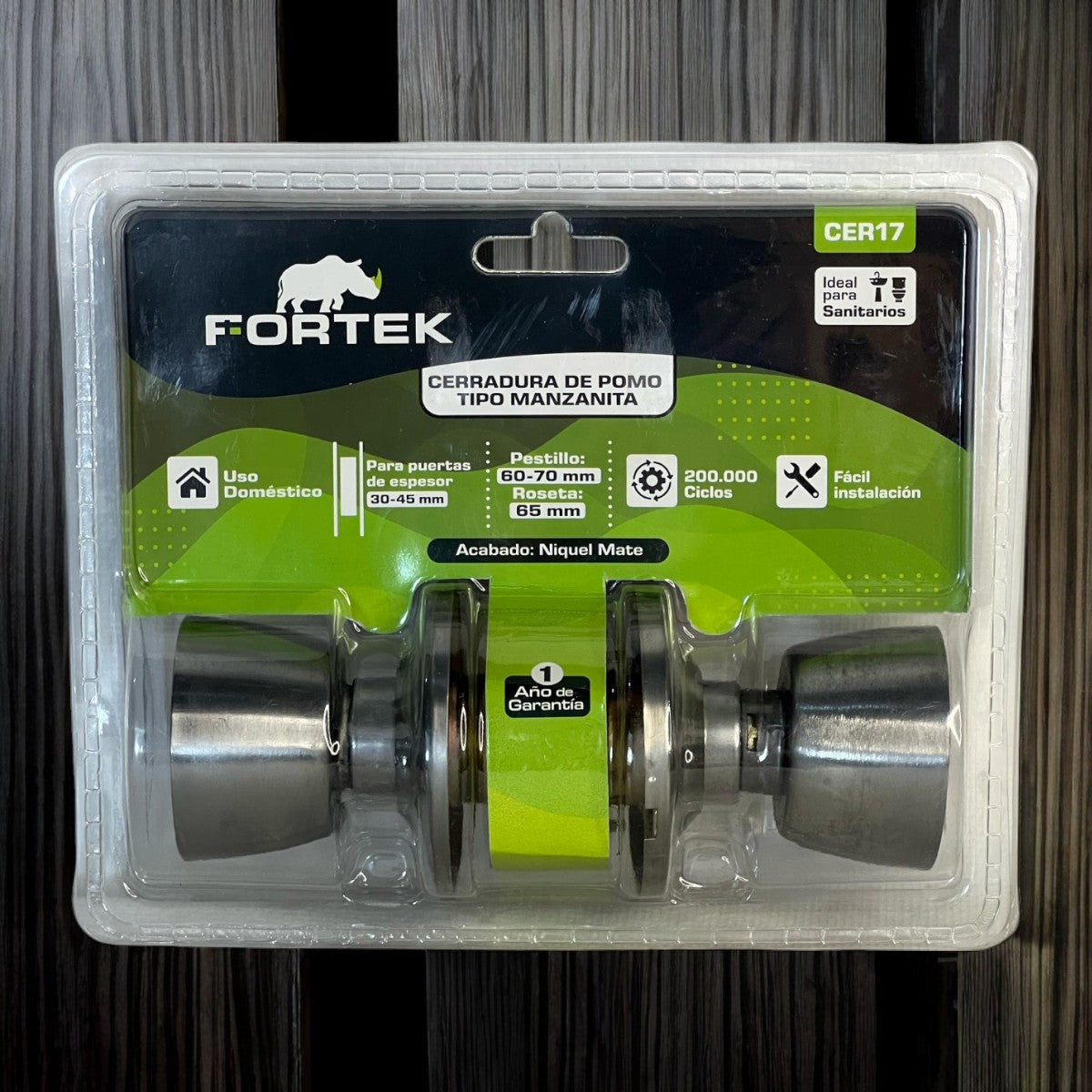 Cerradura De Pomo Baño T/Manzanita Niquel Mate Fortek