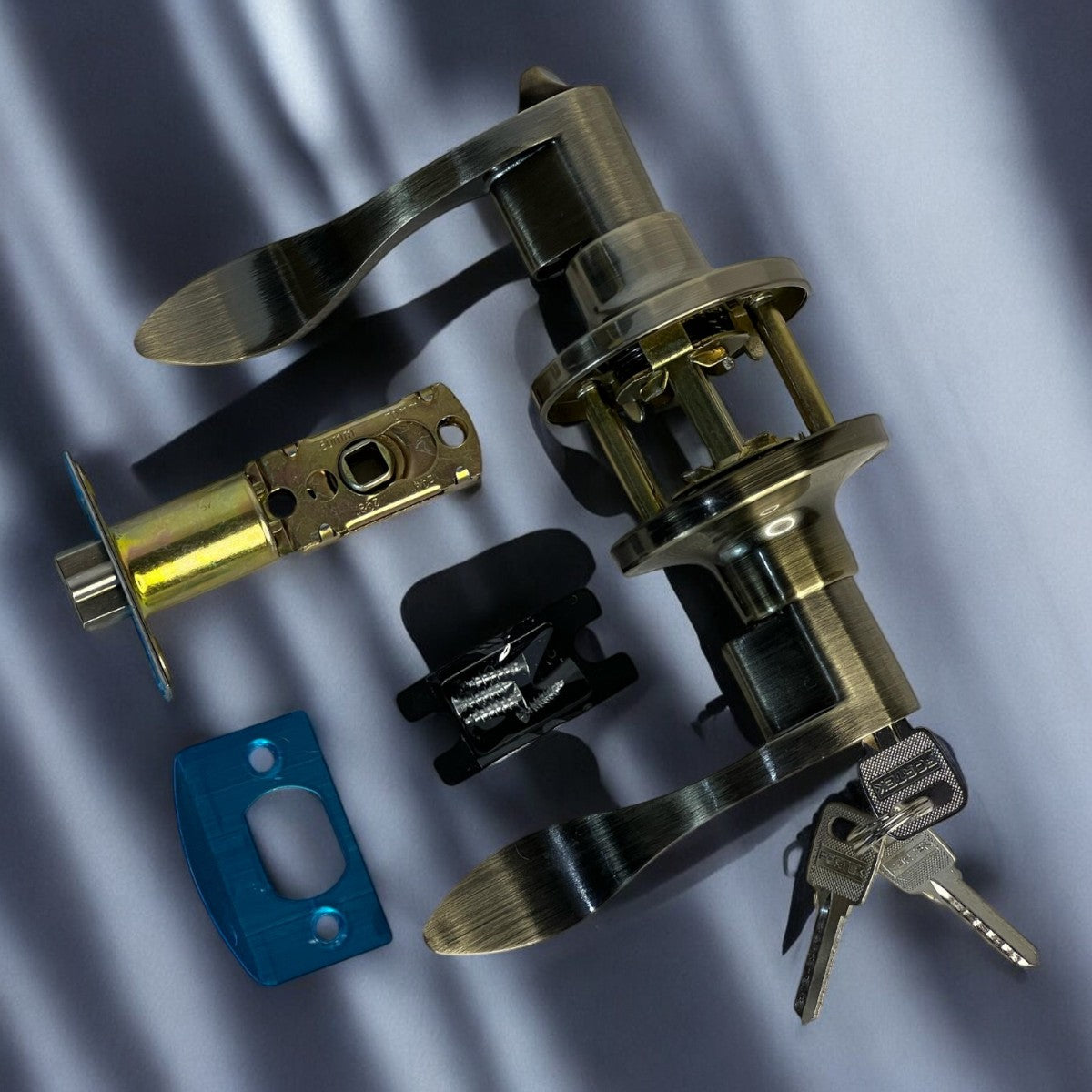 Cerradura De Manilla Recta Dormitorio Bronce Antiguo Fortek