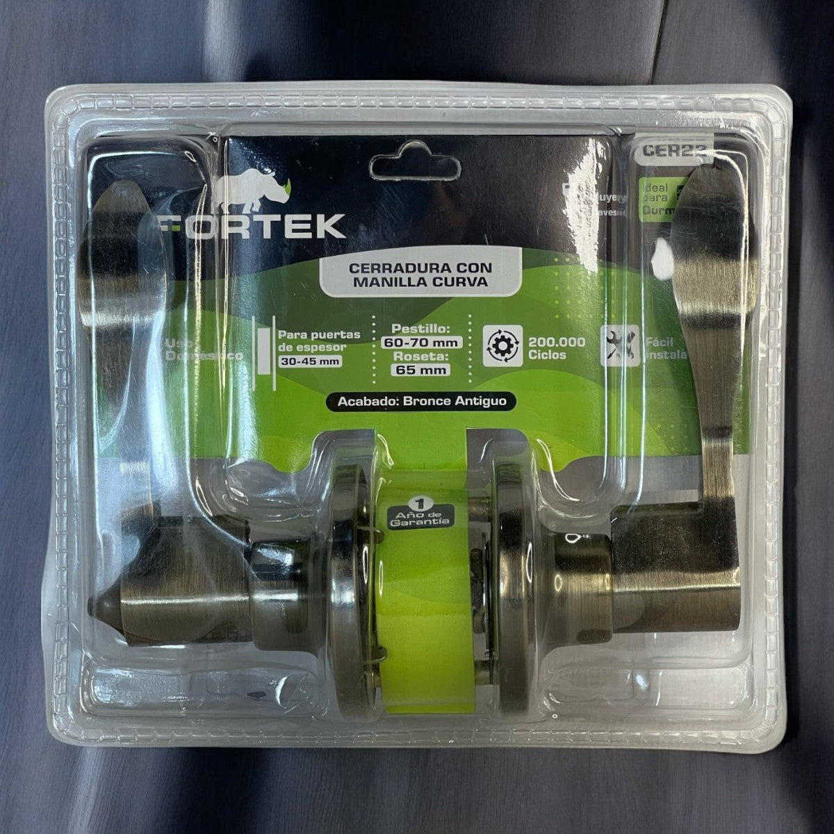 Cerradura De Manilla Recta Dormitorio Bronce Antiguo Fortek