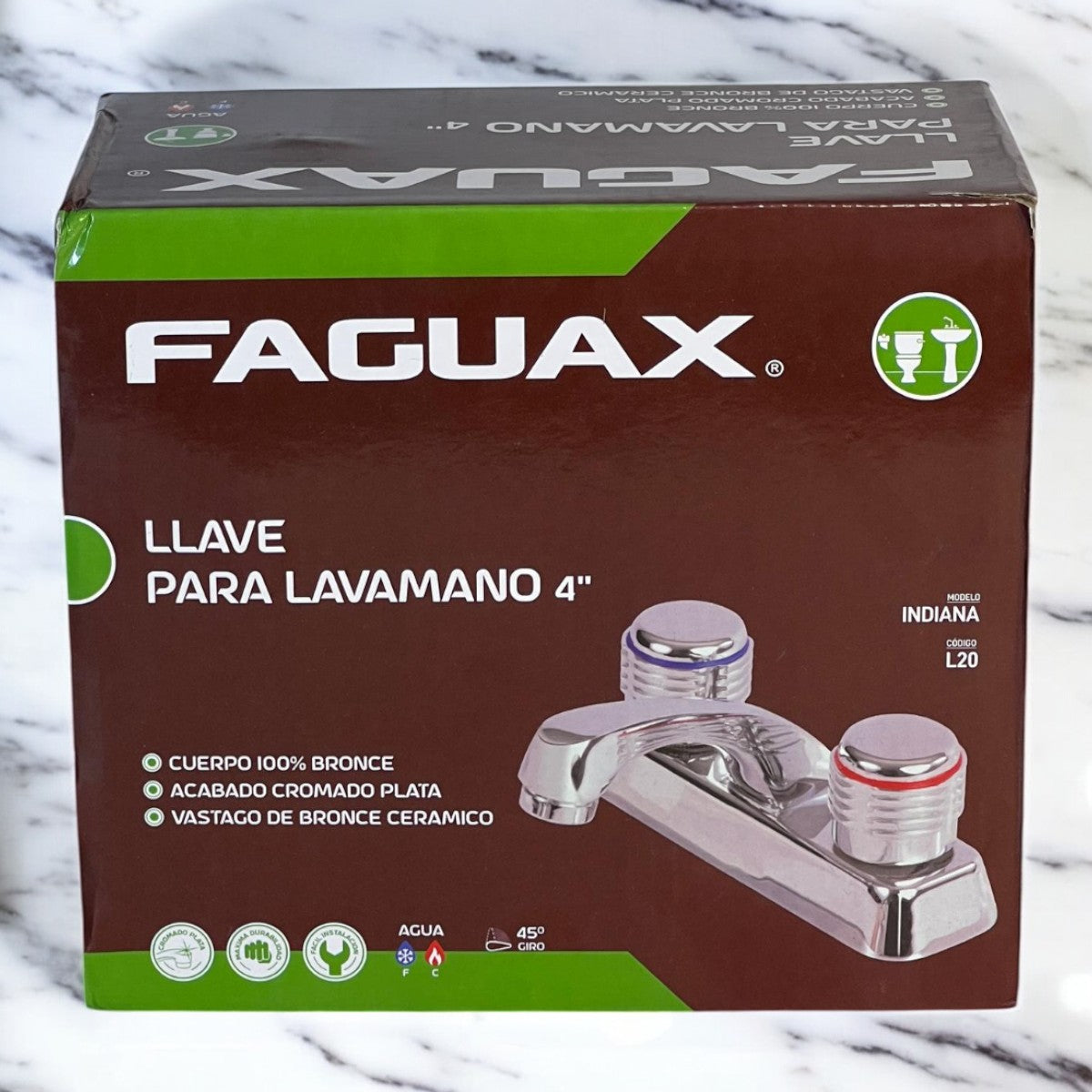 Griferia De Lavamanos 4" Doble Plata Indiana Faguax