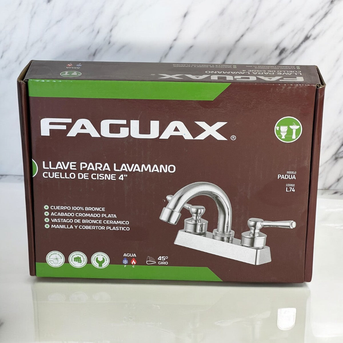 Griferia De Lavamanos 4" Padua Cuello Cisne Faguax