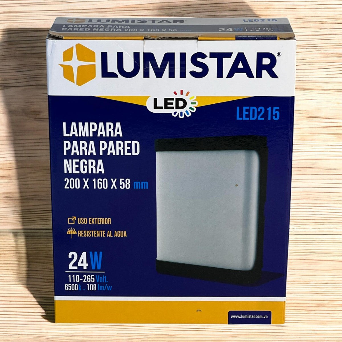 Vapoleta Led Cuadrada Decorativa Negra 24W 85-265V 6500K IP54 Lumistar