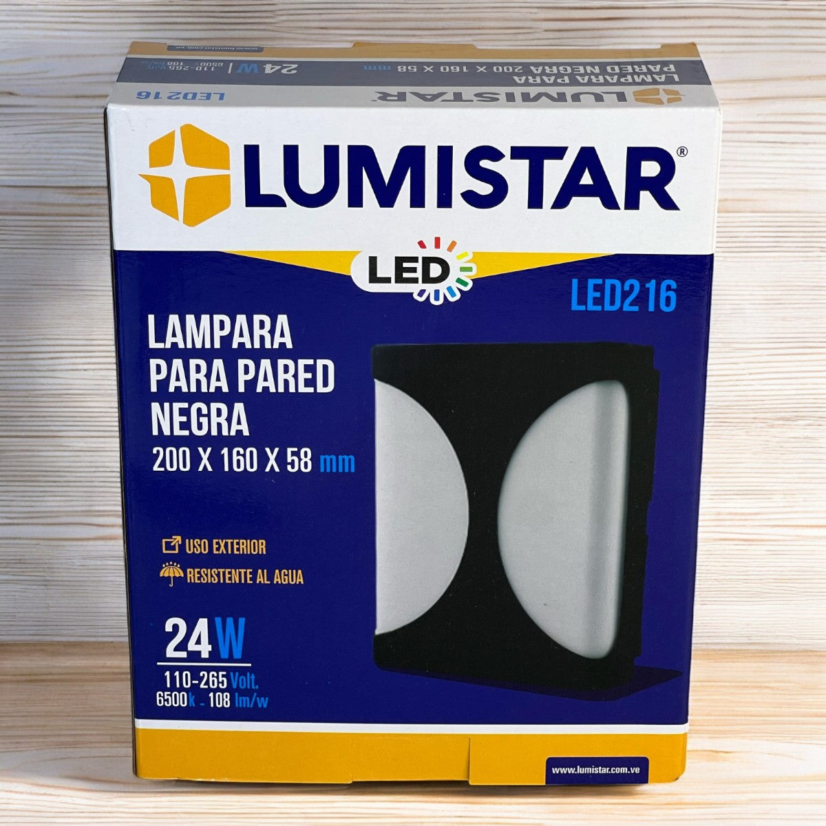 Vapoleta Led Cuadrada Decorativa Negra Media Luna 24W 85-265V 6500K IP54 Lumistar