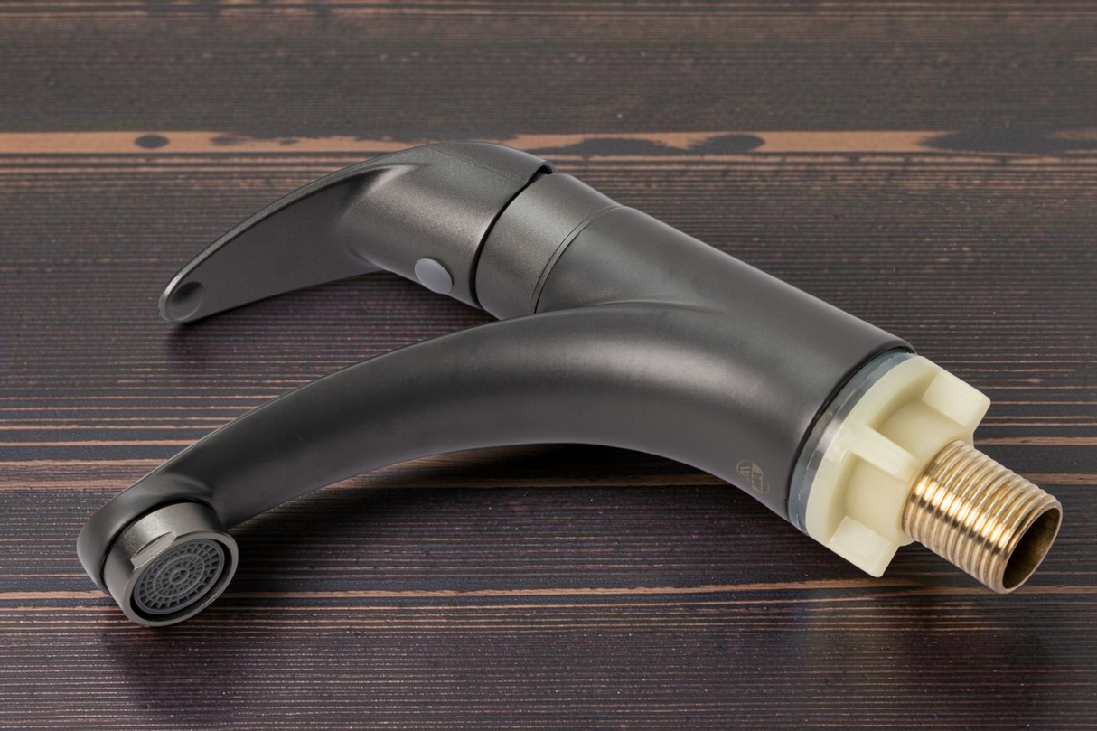 Llave Para Lavamanos Monomando Gris Oscuro Metales Aleados
