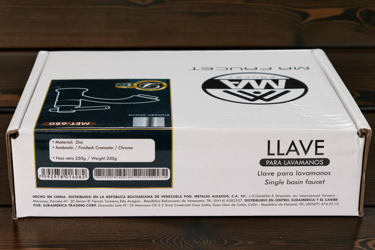 Llave Para Lavamanos Pomo Aleta Acero Metales Aleados