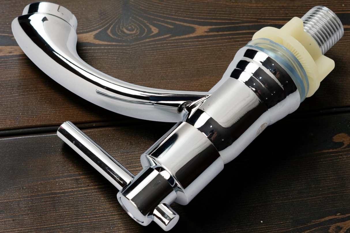 Llave Para Lavamanos Pomo Aleta Acero Metales Aleados
