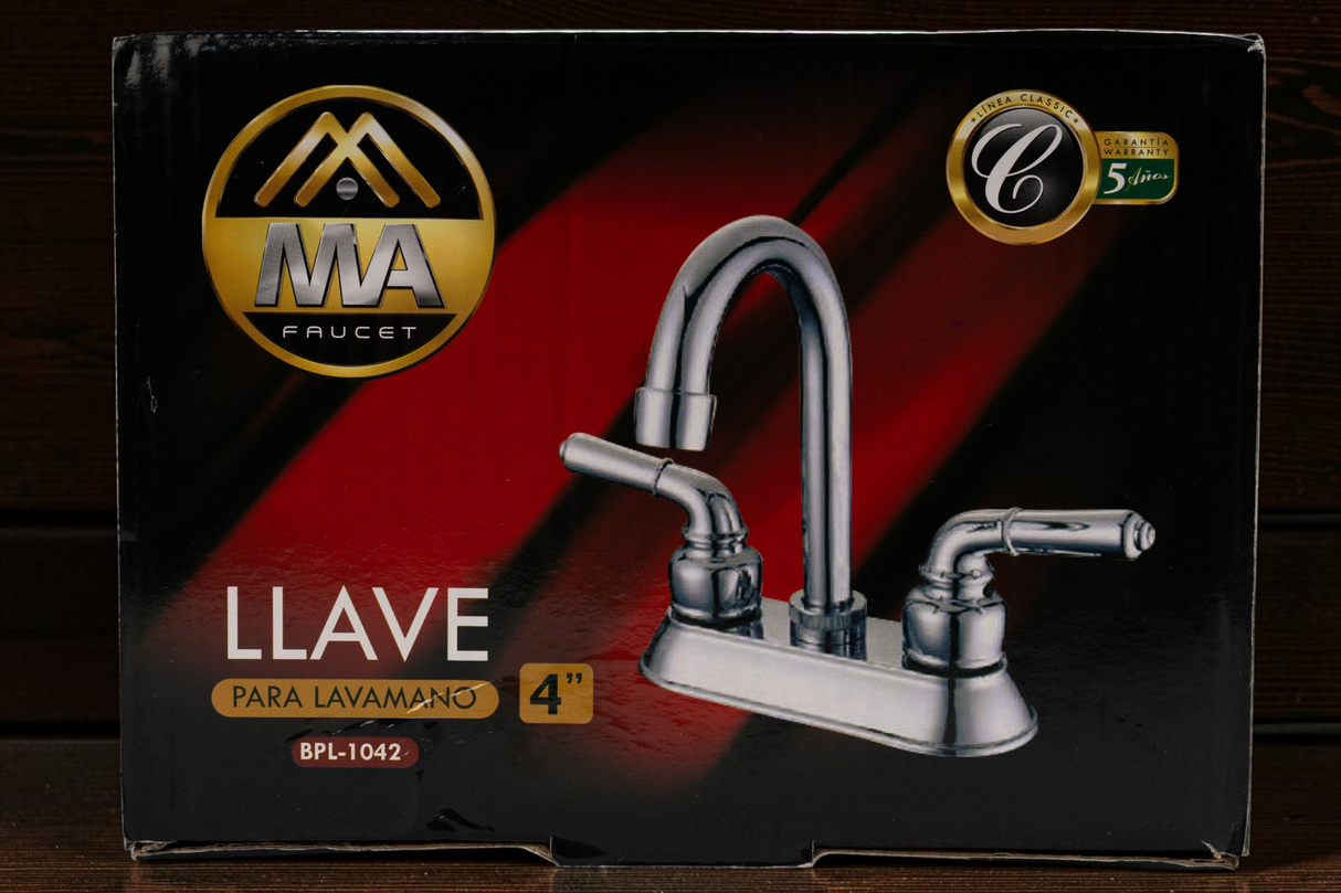 Griferia Llave Para Lavamanos Doble Cuello Cisne Largo M.a