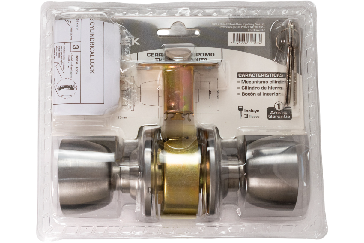 Cerradura De Pomo Para Puerta 3 Llaves FORTEK