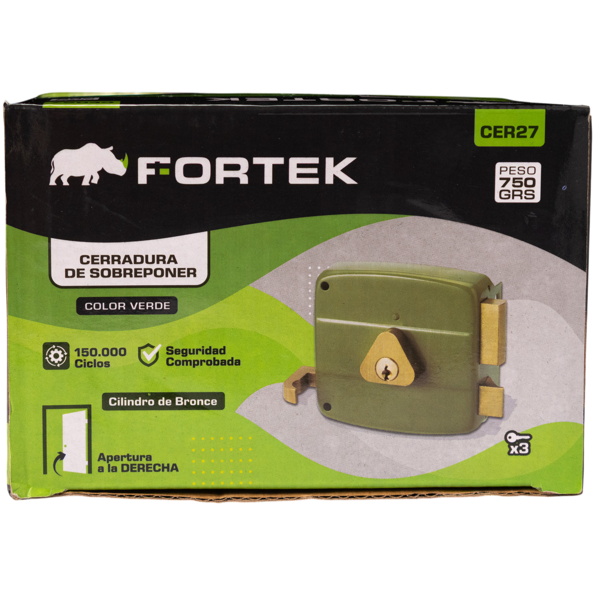 Cerradura Cuadrada De Sobreponer FORTEK