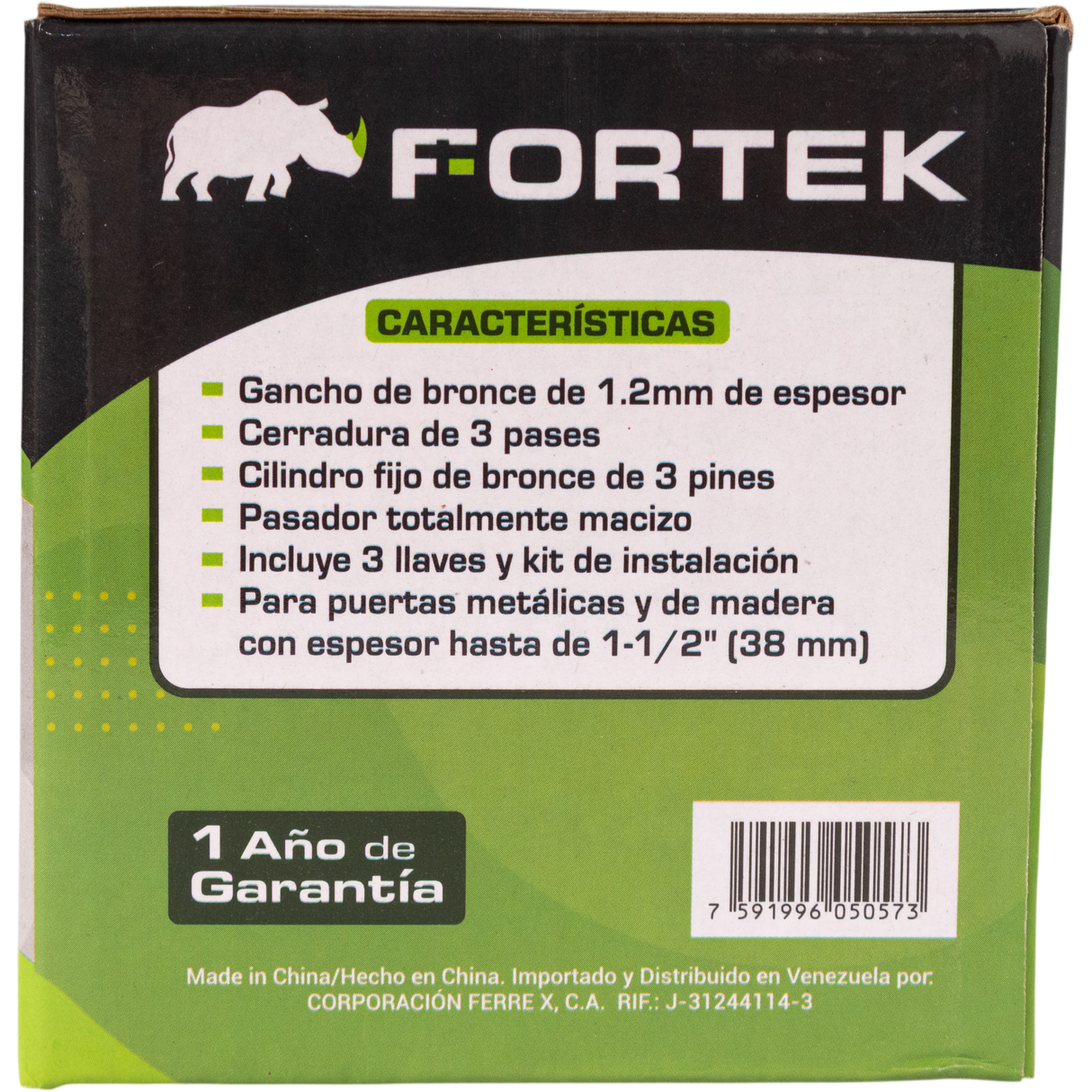 Cerradura Cuadrada De Sobreponer FORTEK