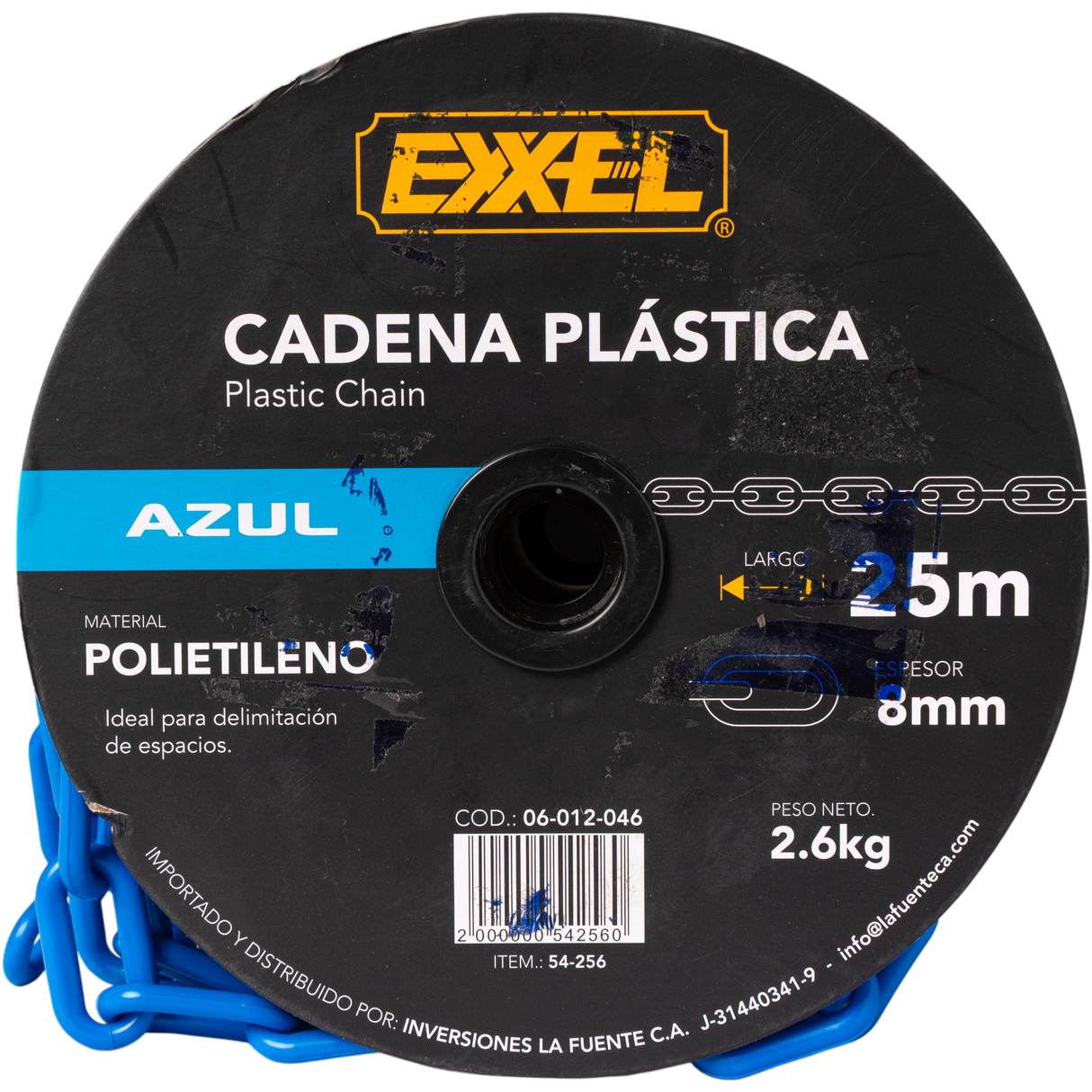 Cadena Plastica Azúl 8 Mm X 25 Mts Exxel