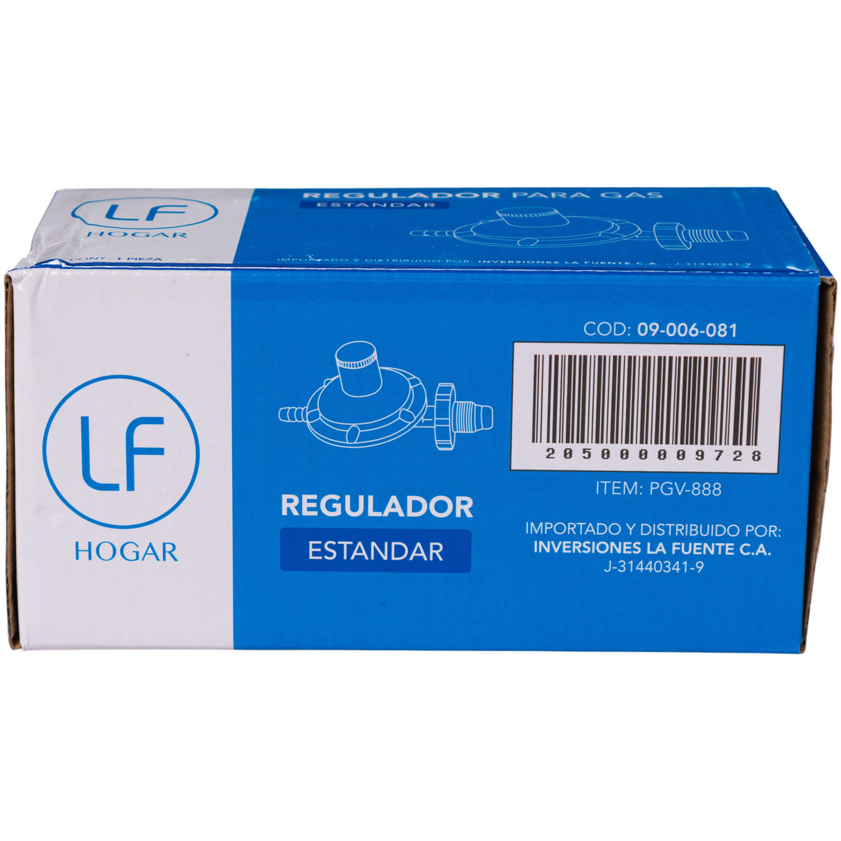 Regulador Válvula De Gas Rosca Para Bombona Estandar Azul Lf