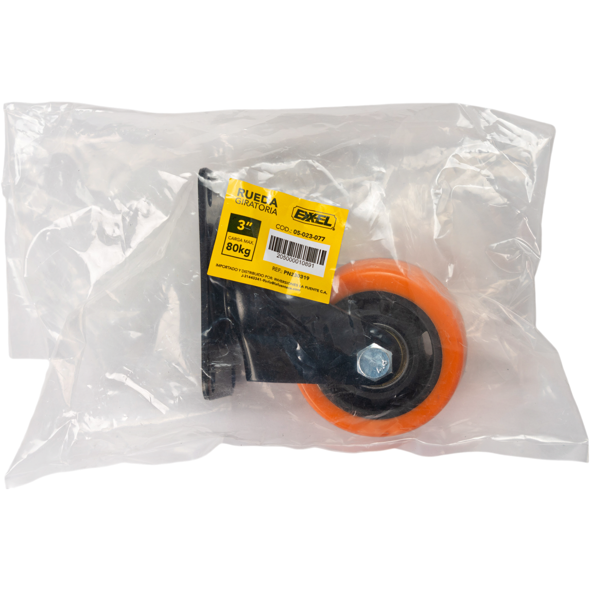 Rueda Giratoria 3 Pulgadas C/rolinera Naranja Exxel