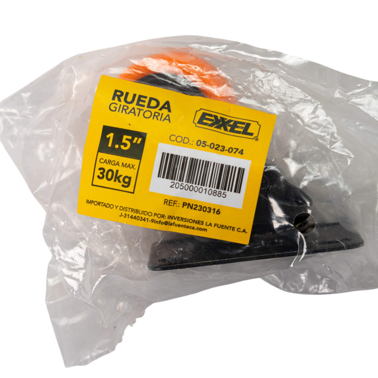Rueda Giratoria 1.5 Pulgadas C/rolinera Naranja Exxel