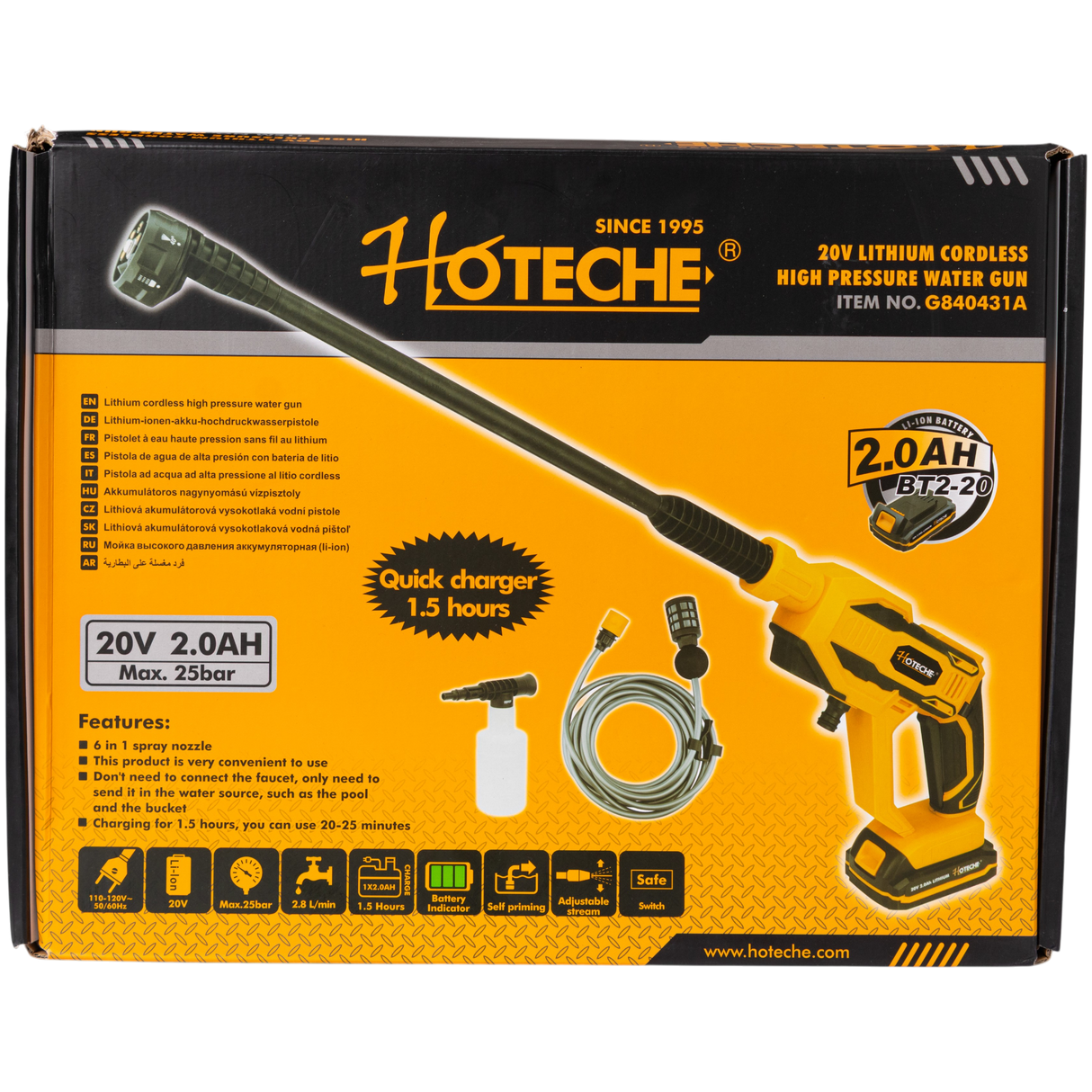 Hidrojet Recargable Inalámbrico Alta Presión 20v Hoteche