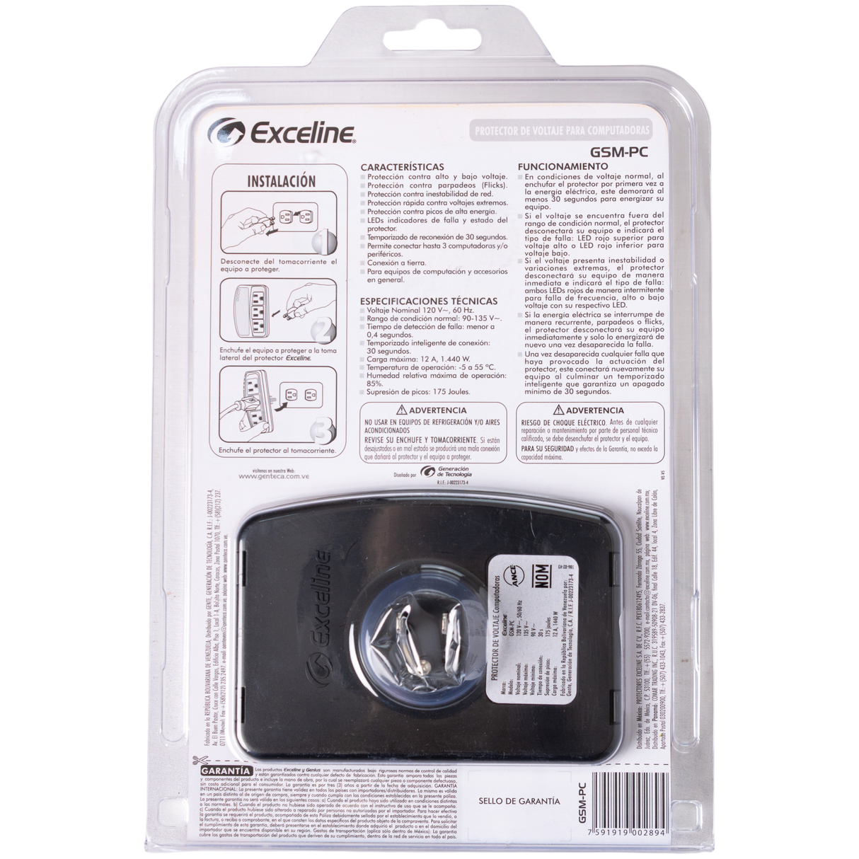 Protector De Voltaje 120v Para Computadoras Exceline