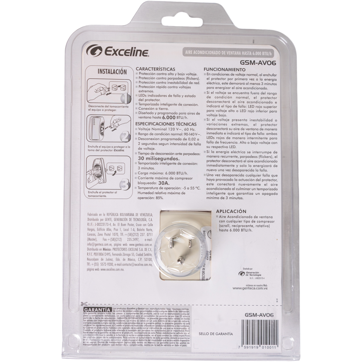 Protector De Voltaje 120v Aire De Ventana 6000 Btu Exceline