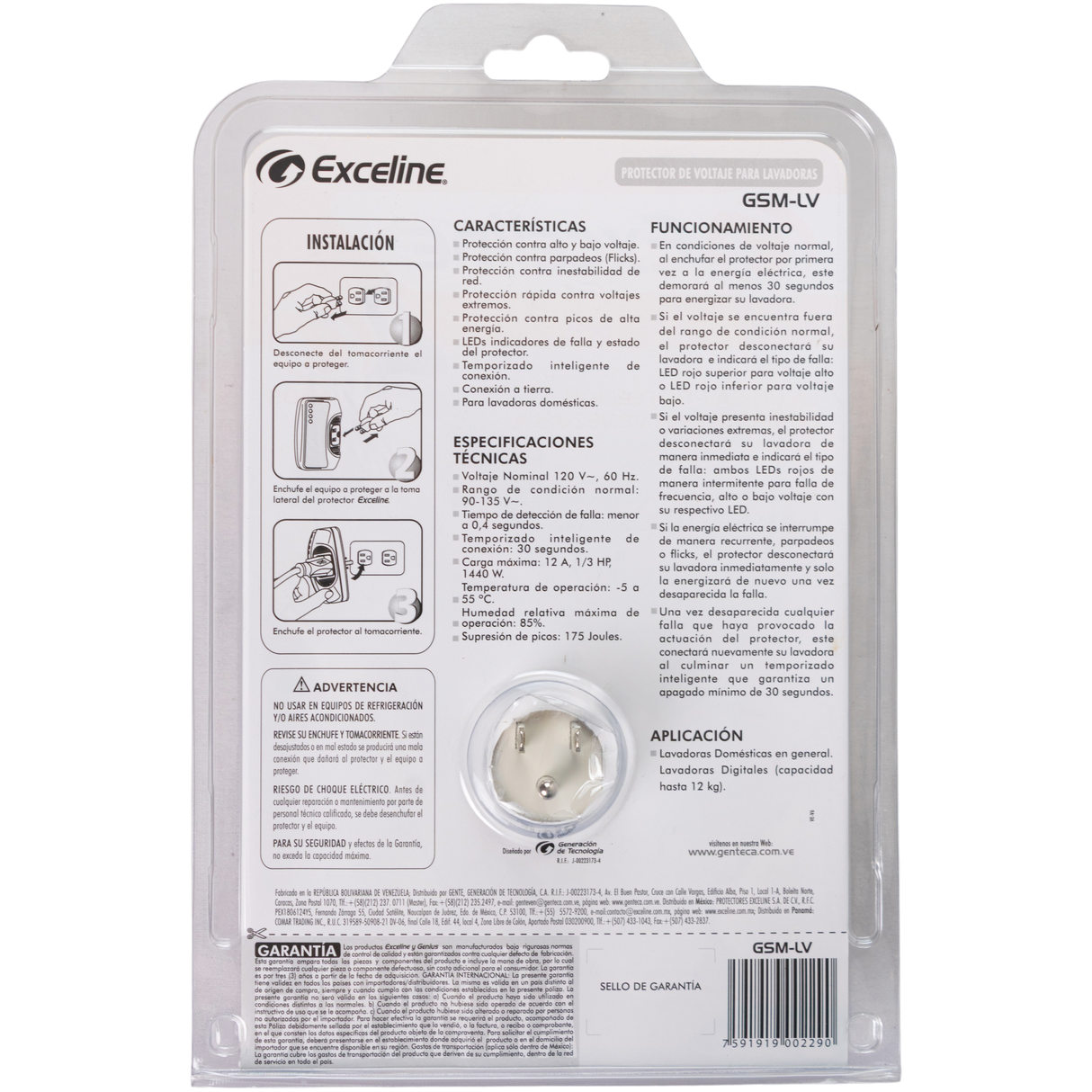 Protector De Voltaje 120v Para Lavadoras Exceline