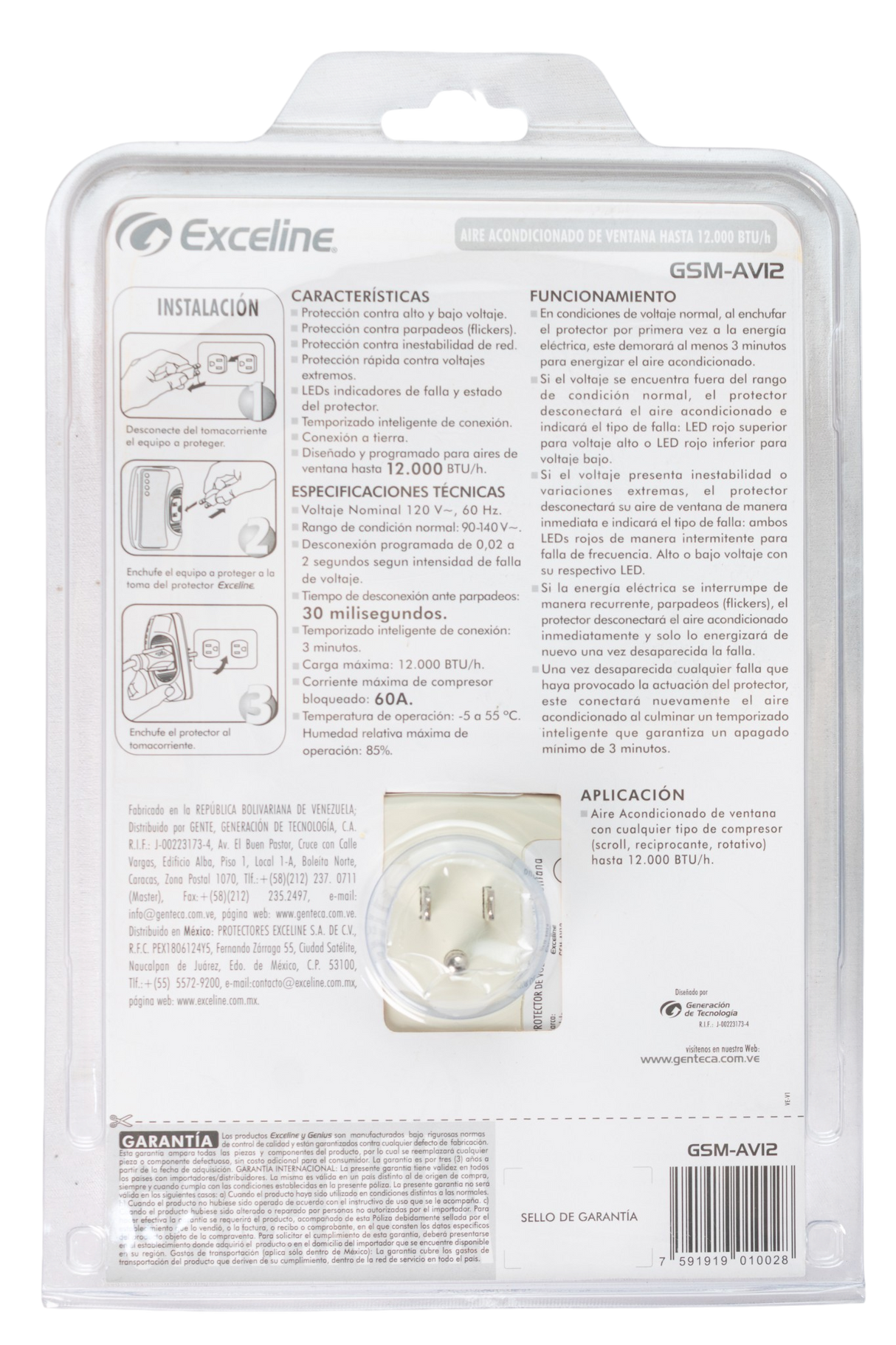 Protector De Voltaje 120v Aire Ventana 12000 Btu Exceline