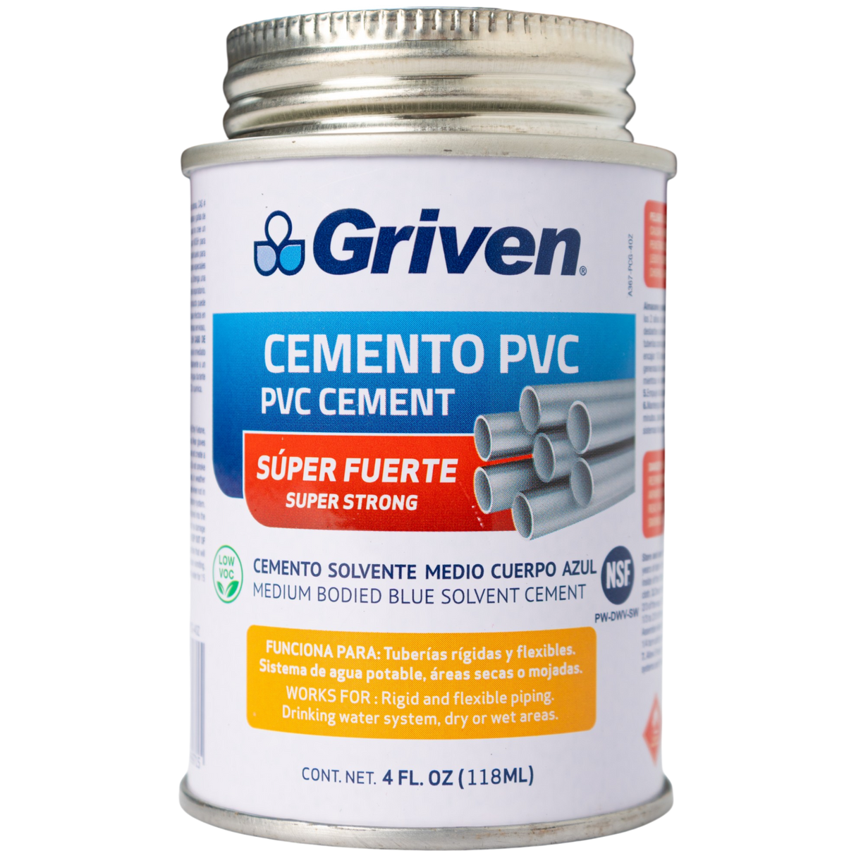 Pega Para Tuberías Pvc Extra Fuerte 4oz Agua Fria Griven