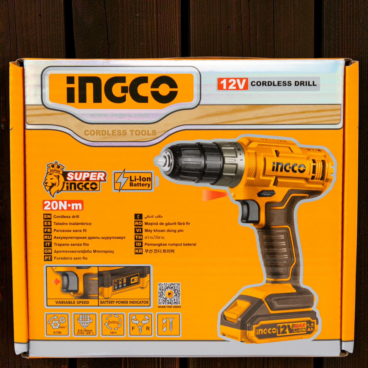 Set Taladro Inalámbrico Con Mecha Y 2 Baterías 12v Ingco