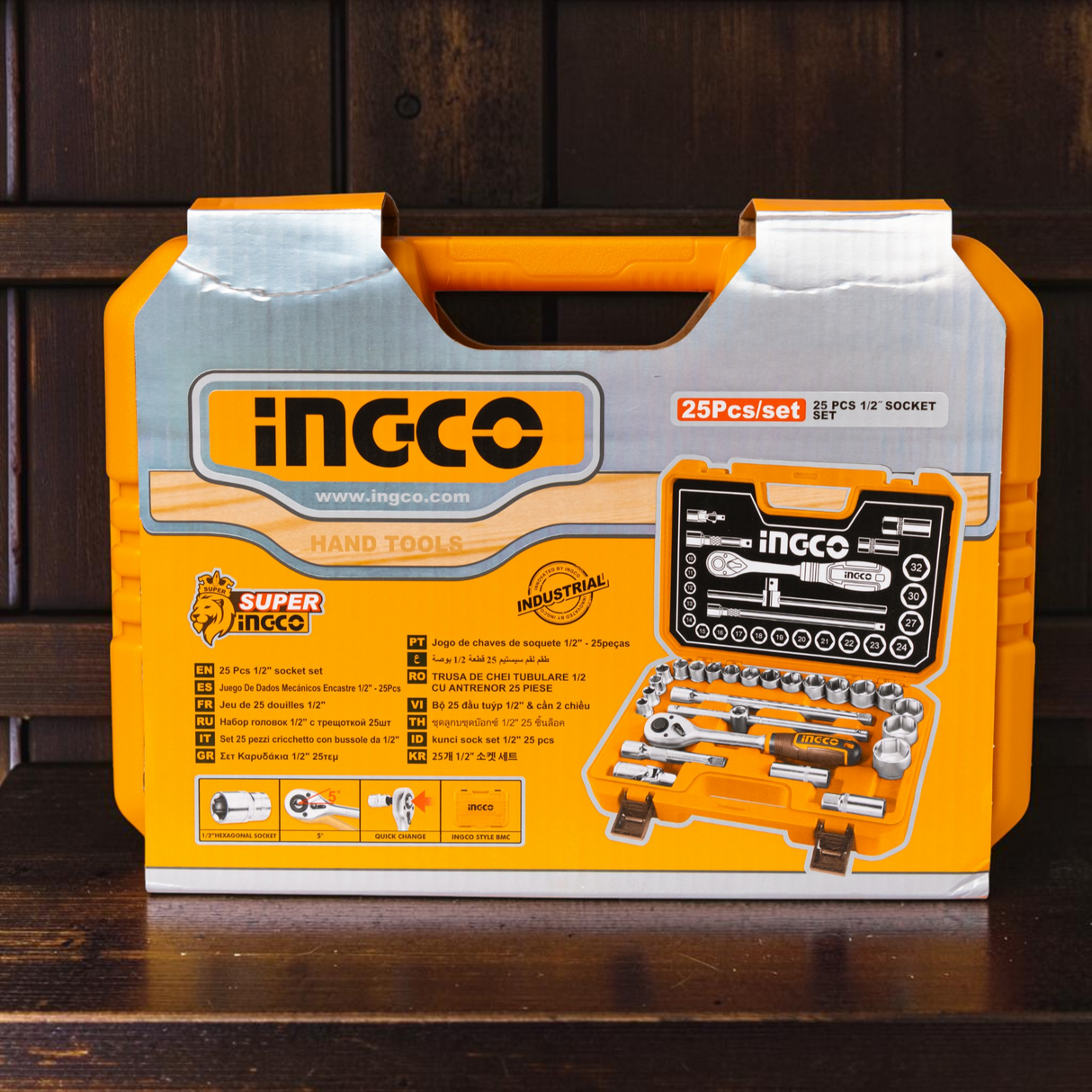 Juego Set Rachet 1/2 Dados Milimétricos 25pzs Ingco