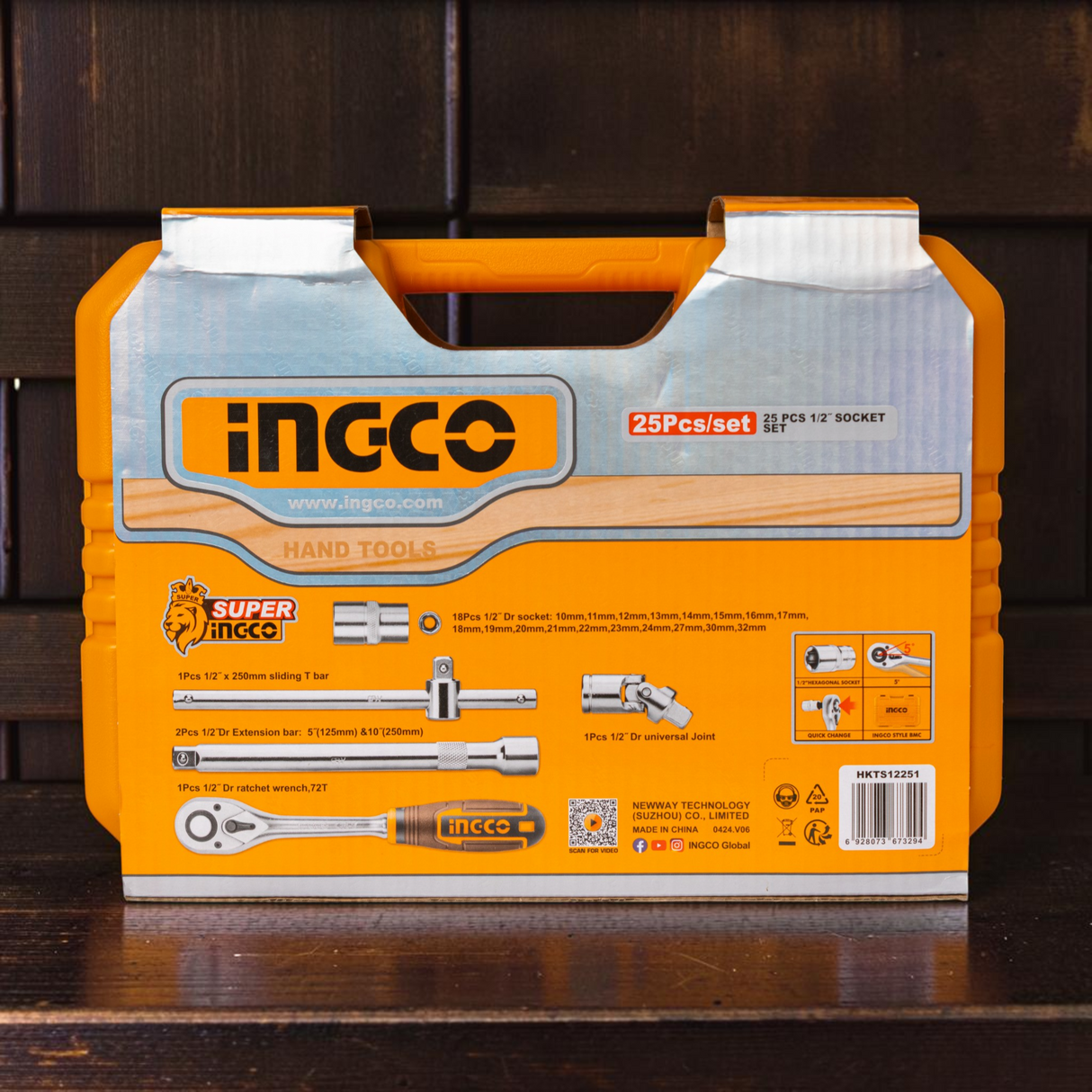 Juego Set Rachet 1/2 Dados Milimétricos 25pzs Ingco