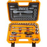 Juego Set Rachet 1/2 Dados Milimétricos 25pzs Ingco