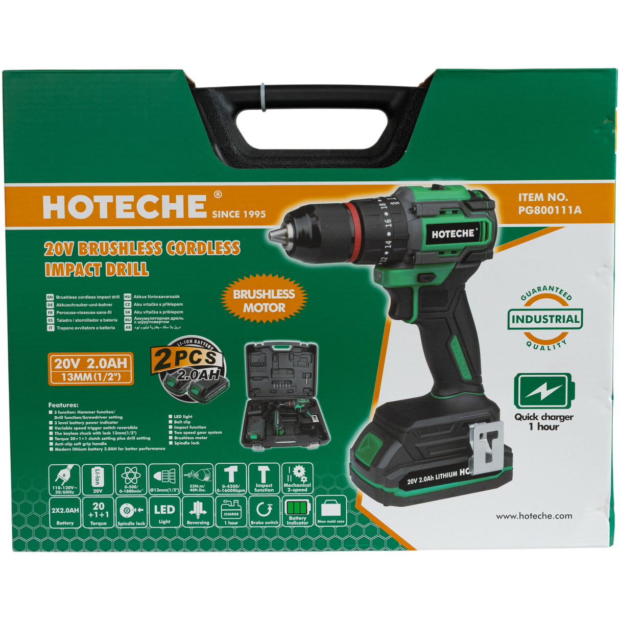 Taladro Destornillador Inalámbrico 20v Brushless Hoteche