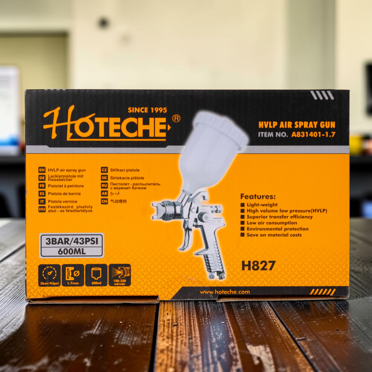 Pistola De Aire Para Pintar Envase 600ml Pico 1.7 Hoteche