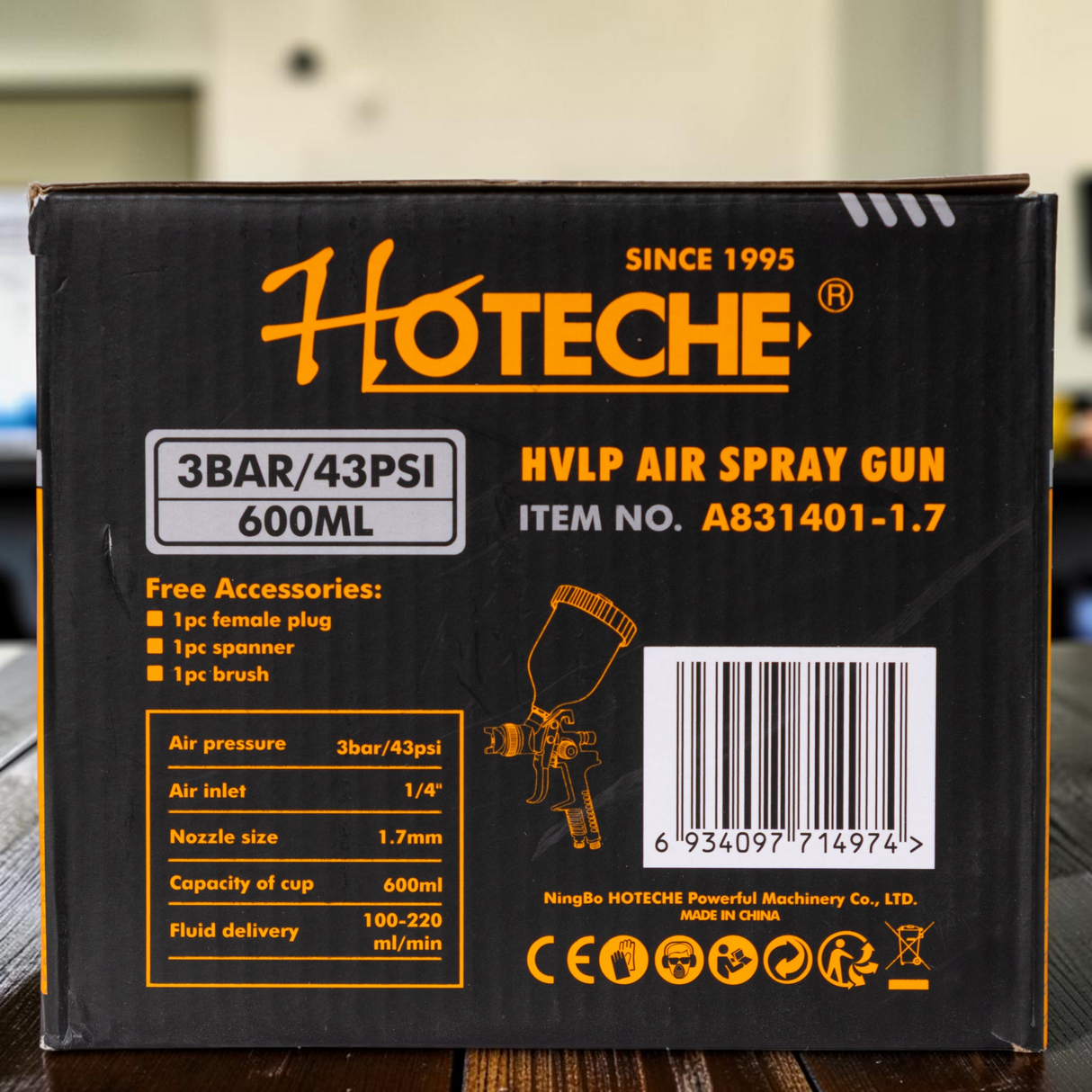 Pistola De Aire Para Pintar Envase 600ml Pico 1.7 Hoteche