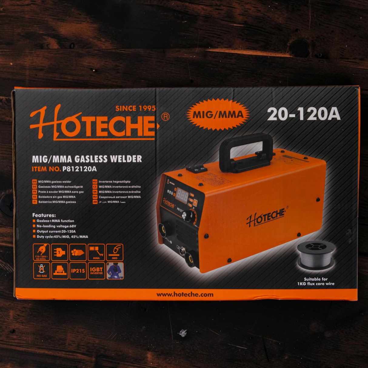 Maquina De Soldar 120a Alambre Inverter Sin Gas Mig Hoteche