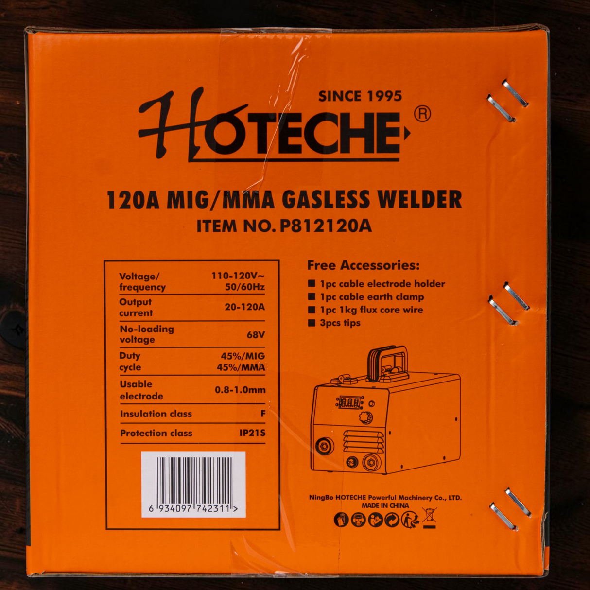 Maquina De Soldar 120a Alambre Inverter Sin Gas Mig Hoteche