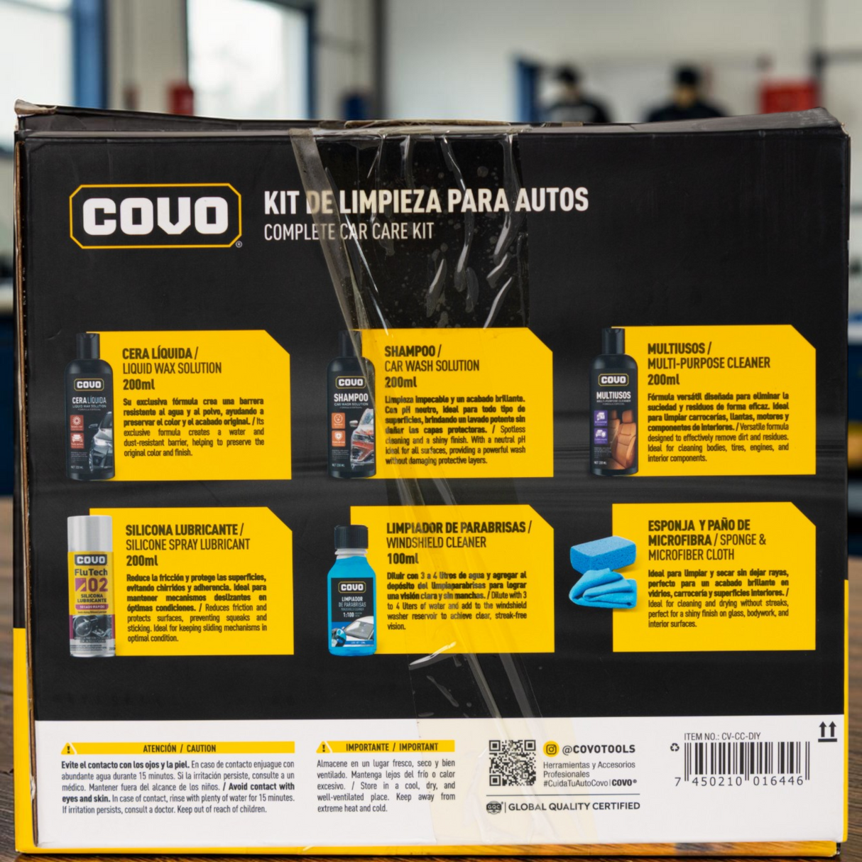 Kit De Limpieza Para Carro Con Cera De Pulitura Covo