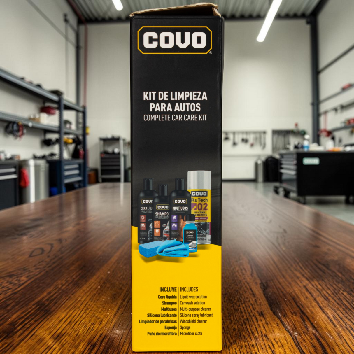 Kit De Limpieza Para Carro Con Cera De Pulitura Covo