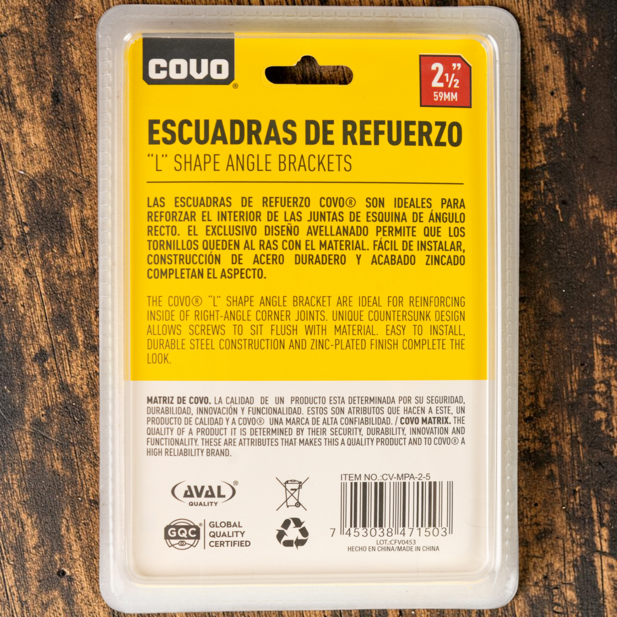 Escuadra De Refuerzo 2 1/2 59mm Con Tornillos Covo